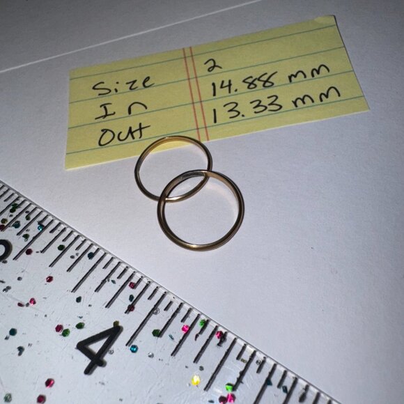1.63mm Gold Filled Plain Band Ring, Size 2 - Picture 4 of 12